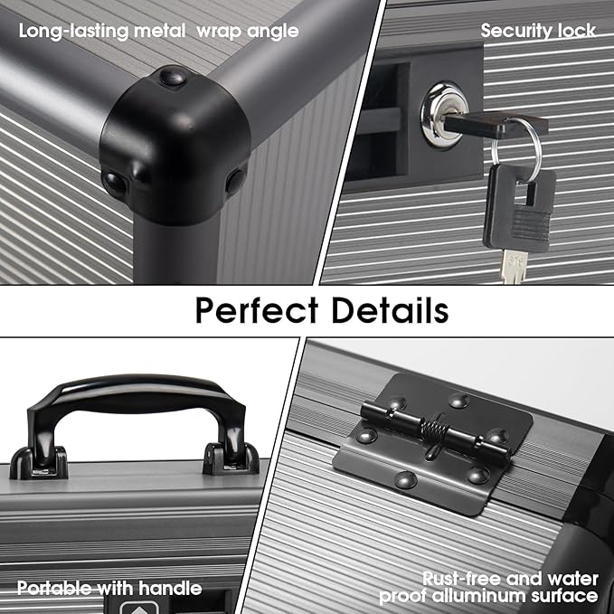 Medicine Lock Box with Key, Alluminum Alloy Box for Medication,First Aid Box with a Removeable Tray to Store Medicines & Pills for Home,Black 10 * 6.89 * 6.89 Inch
