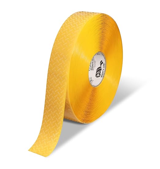 Mighty Line 2" Anti-Slip Solid Color Floor Marking Tape for Safety, Caution, Warning, Flooring, Heavy-Duty, Peel and Stick, Adhesive, Industrial Quality, 100' Roll, Yellow