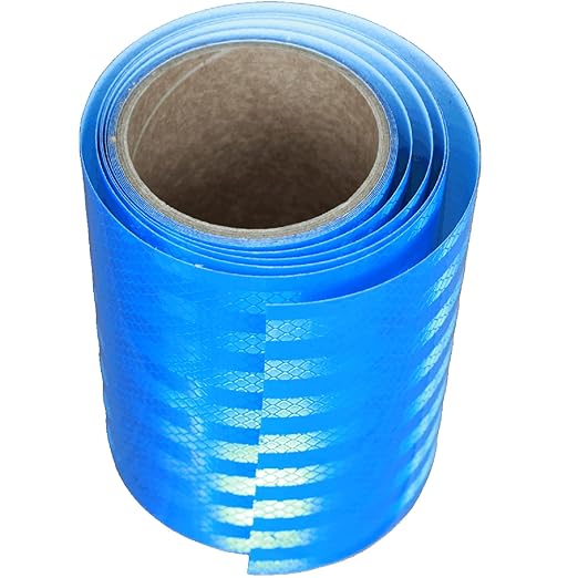 Non Fading Reflective Tape Blue 6 inch Wide, Outdoor Waterproof High Visibility Safety Warning Reflector Sticker Strips (11 feet)