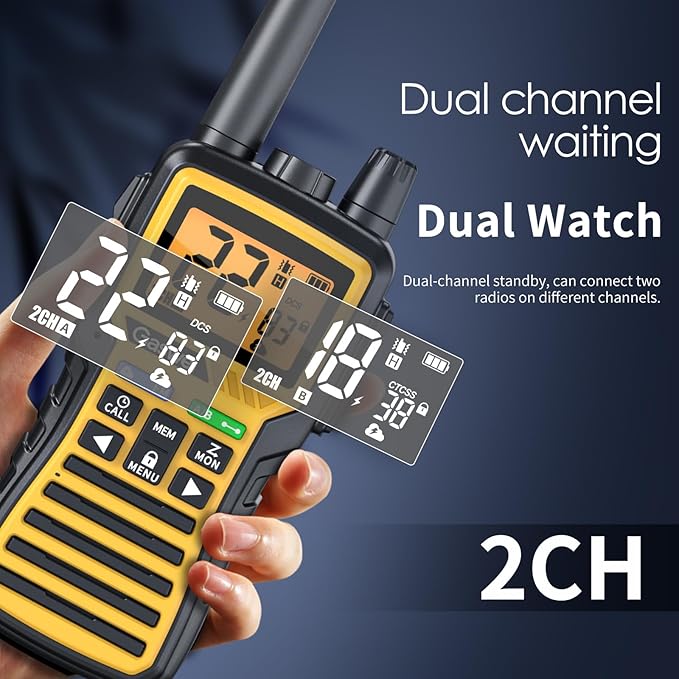 GU1 Long Range GMRS walkie talkies for Adults - Two-Way Radio, Flashlight, 60 Channels & 121 Privacy Codes, NOAA Weather Alert, VOX, FM Radio, SOS for Job Site, Hiking, Camping