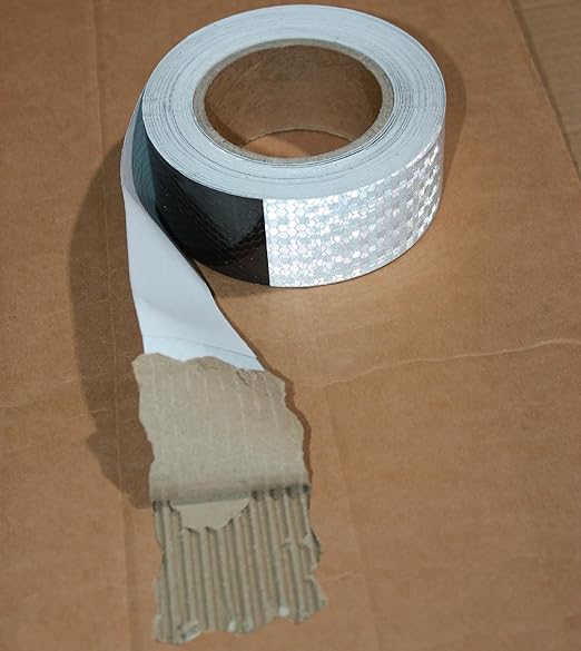 Black White Reflective Tape 2 inch X 166 feet, Outdoor Waterproof Hazard Conspicuity Warning Industrial Marking Tape