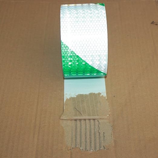 Green and White Reflective Tape Outdoor Waterproof 3 inch X 68 feet, High Visibility Hazard Conspicuity Safety Marking Tape