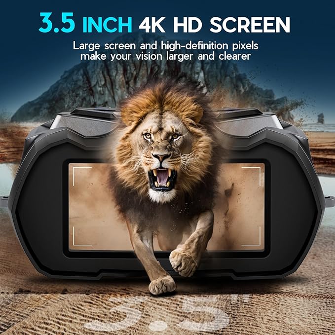 4K Night Vision Goggles for Adults,16X Zoom Night Vision Binoculars with 1000FT Infrared Range,5000mAh Rechargeable Battery,3.5" Screen,Include 32GB Card,Gift for Mens and Outdoor Enthusiasts