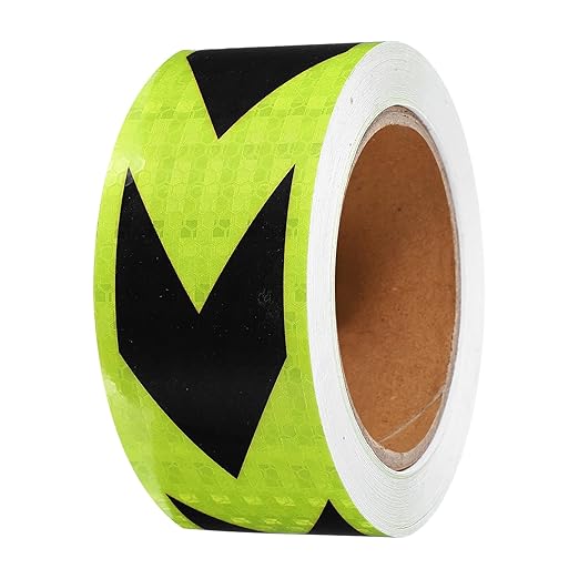 PATIKIL Reflective Tape, 2 Inch x 49 ft Waterproof Self Adhesive High Visibility Safety Warning Arrow Tape Outdoor Reflectors for Trucks Trailers Cars, Green Black