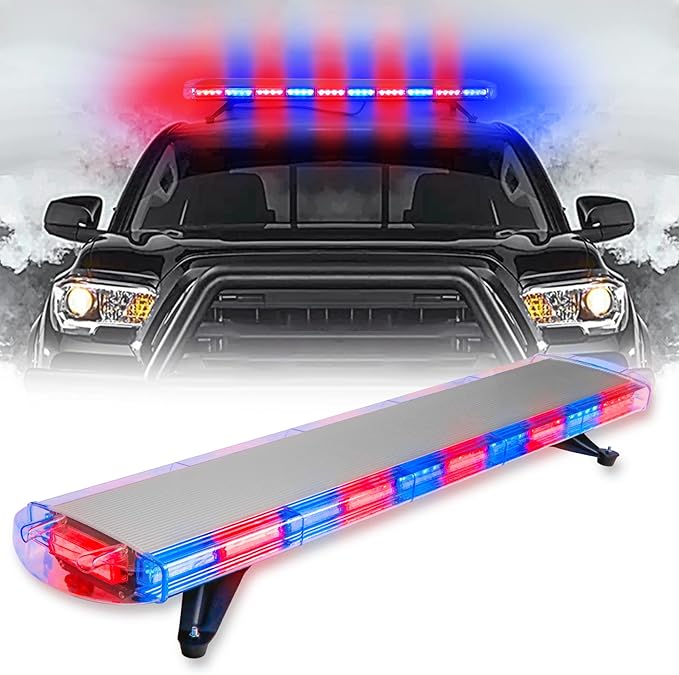 47" 88LED Extreme Bright Intensity Construction Emergency Warning Strobe Light Bar Rooftop Low Profile Law Enforcement Hazard Flashing for Tow Truck Vehicle Red/Blue/Red