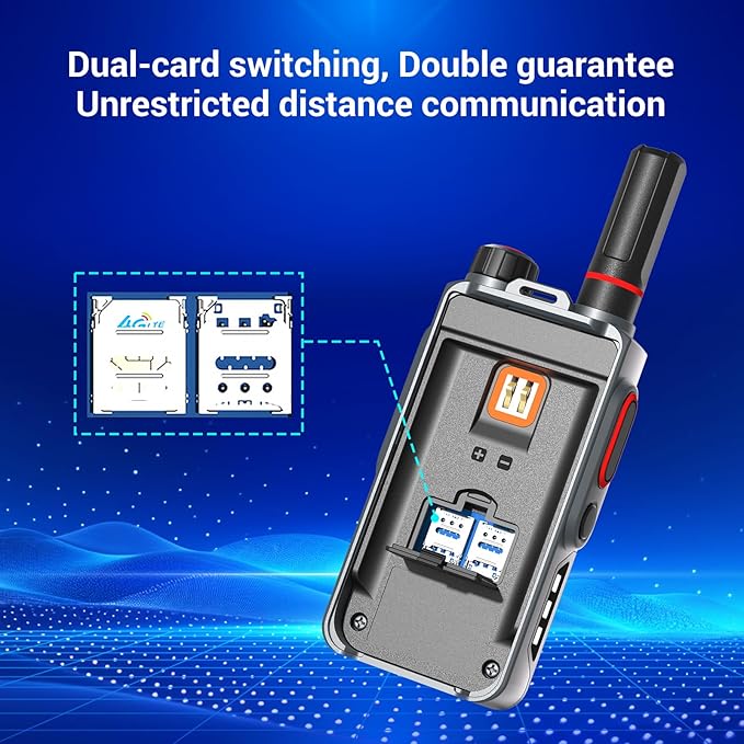 Lifetime Use Satellite Walkie Talkies with SIM Cards Global Unlimited Range Walkie Talkies 4G LTE POC Radio Dual SIM 3000 Mile Range Walkie Talkie 3000mAh Battery with Flashlight (MC-368)