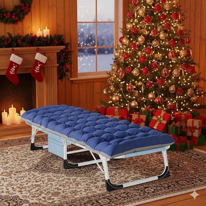 Slsy Folding Camping Cot for Adults with Pad, Padded Portable Sleeping Cots, Camp Bed with Carry Bag for Outdoor Travel, Beach, Hiking