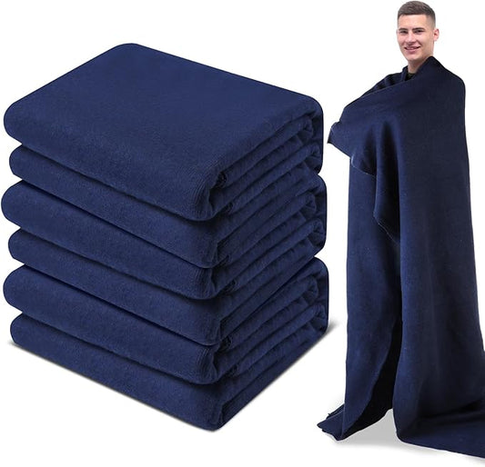 Preboun 3 Pieces Wool Camping Blanket Bulk 60" x 80" Military Wool First Aid Fire Retardant Blanket Queen for Outdoors Camping Stadium Picnics Travel Car Survival Kits(Navy)