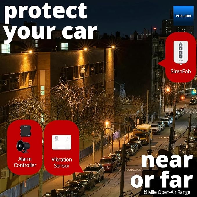 YoLink Hub, Outdoor Security Siren & Smart Alarm Controller and SirenFob Kit - Loud 110 dB, Wireless, Battery-Powered, 1/4 Mile Range, Android-iOS App, Alexa, Google, IFTTT, Home Assistant