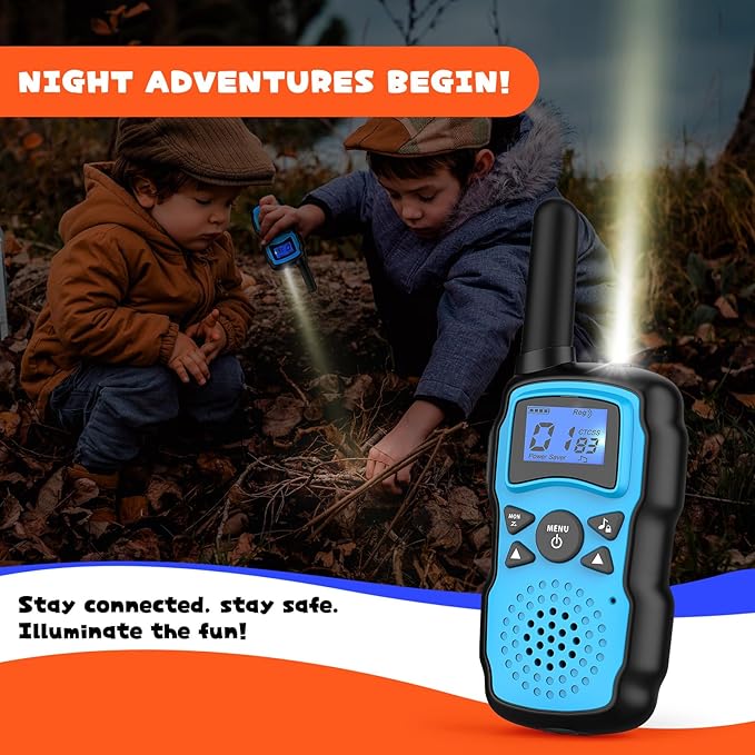 Wishouse Walkie Talkies Rechargeable for Kids Adults Long Range,Xmas Birthday Gift for Boys Girls 4 5 6 7 8 9 10 Year Old,Hiking Gear Camping Games Toys with Flashlight,VOX,Easy to Use 3 Pack