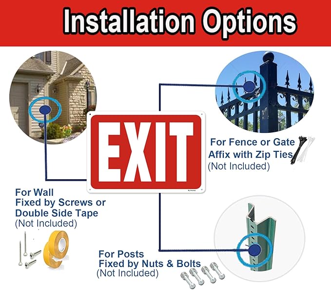 2 Pack Exit Sign, Do Not Enter Emergency Sign Metal, 14 x 10 Inches Reflective Aluminum Easy Mounting UV Protected Weather Resistant Durable Ink