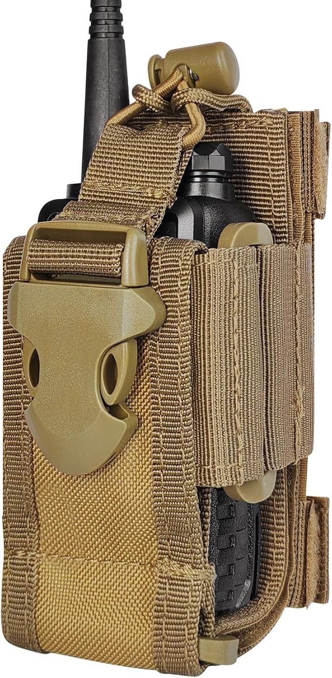 LUITON Tactical Molle Radio Pouch - Heavy Duty Holster Bag for Two-Way Walkie Talkies (Tan)