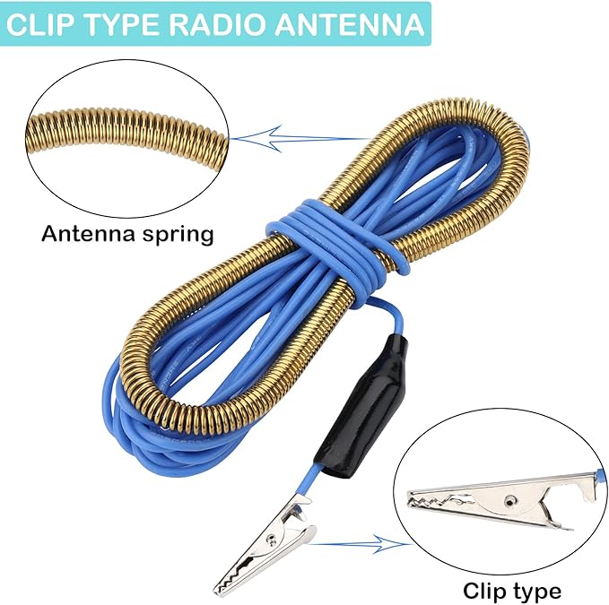 ZHIWHIS Radio Antenna, Shortwave 9.85’ Crocodile Clip Radios Antenna, Storage Case Included, FM SW External Antenna to Improve Signal Reception Suitable for FM VHF SW Radio AN-10
