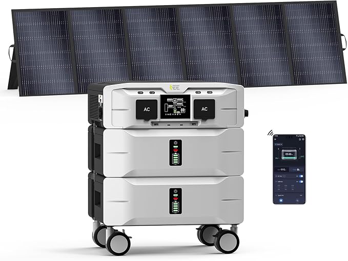 IEE SP5000 Portable Power Station & Solar Generator with 1×500W Panels Included,5000W (Peak 9000W) 5120Wh EV-Grade LFP Batteries,120/240V Dual Voltage,3500W 1.6H Fast Charge,APP&EPS for Home Backup.
