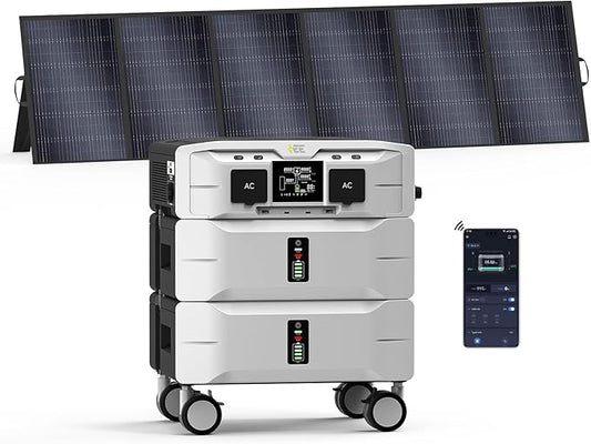 IEE SP5000 Portable Power Station & Solar Generator with 1×500W Panels Included,5000W (Peak 9000W) 5120Wh EV-Grade LFP Batteries,120/240V Dual Voltage,3500W 1.6H Fast Charge,APP&EPS for Home Backup.