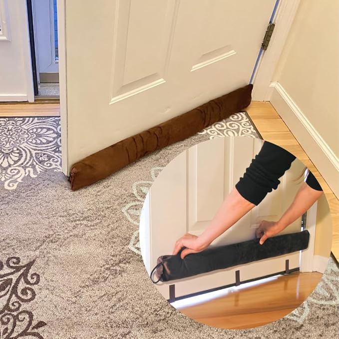 Evelots Cold, Hot Air Door Draft Stopper - 2 Pack - Strong Metal Clips - Block Cold Air, Noise, Dust - Warm & Quieter Home -No Need to Bend Down- 36 Inches - for Door Gaps up to 1 Inch - Save Energy