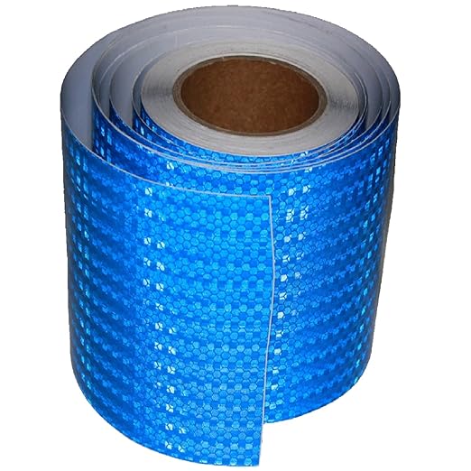 Industrial Reflective Tape Blue 8 inch Wide, Outdoor Waterproof High Visibility Safety Warning Adhesive Reflector Strips (66 feet)