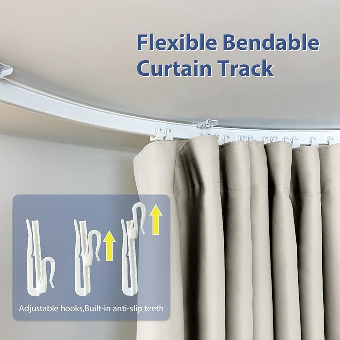 Room Divider Ceiling Mounted Curtains Track Sets Extra Wide Blackout Curtain Flexible Tracks for Bedroom Privacy Partition Separator,1 Panel Beige Drape and White Rail, W8.3 x H10ft