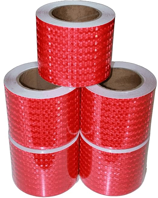 Red Reflective Tape Outdoor Waterproof 4 inch Wide, High Visibility Warning Industrial Marking Tape, Safety Stickers (68 feet,5 Rolls)
