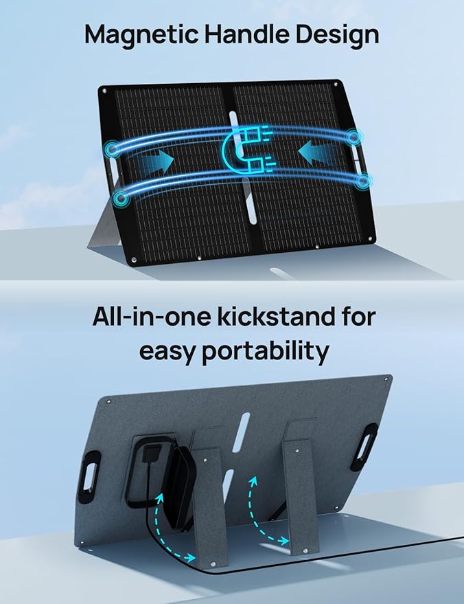 ECO-WORTHY 100W Portable Solar Panel for Power Stations,IP65 Waterproof & Lightweight with Adjustable Kickstand,23% High Efficiency Foldable Solar Panel for Outdoor RV Camping Off Grid Emergency