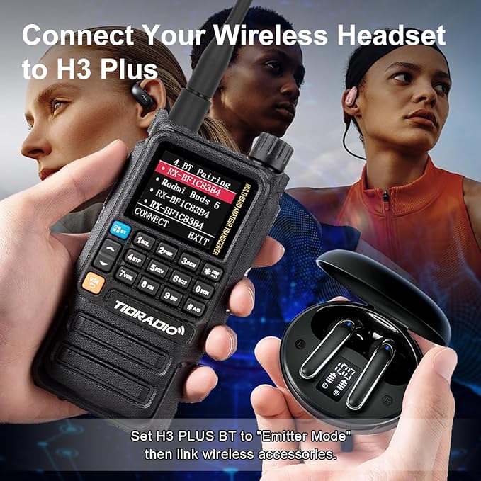 Ham Radio TIDRADIO TD-H3 Plus, Bluetooth-Headphone-connectable, Web Upgrade, APP PC Wireless Programming, 8-Band Long Range Walkie Talkies NOAA Weather Two-Way Radio Handheld for Survival Gear 2 Pack