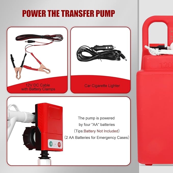 32 Gallon Portable Fuel Caddy Tank with 3.2GPM Automatic Transfer Pump ，12V / 4AA Battery Powered，6.5 ft Hose Diesel Transfer Tank for Gasoline Diesel Fuel & DEF/Urea Liquid