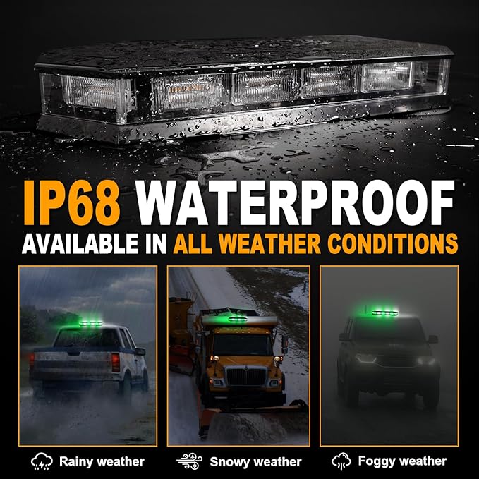 ASPL 16.5 Inch Roof Top Beacon Emergency Strobe Light 56 LED Magnetic Warning Caution lights bar Traffic Hazard Plow Light for Trucks Vehicles Construction Snowplow (Green/White)