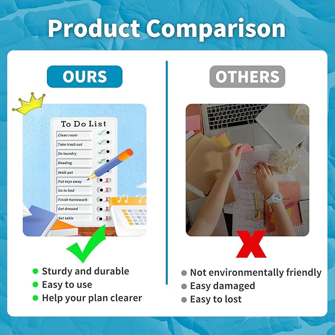 4 Pieces Chores Chart for Kids Multiple Kids - Reusable to Do List with Detachable Cardstock, Sliding Routine Chart, Daily Schedule, and Checklist Board