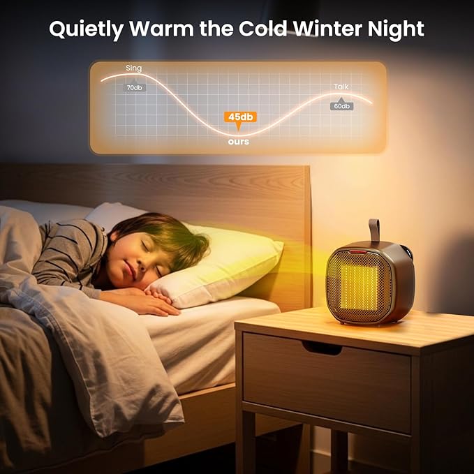 ZAFRO 1200W Portable Ceramic Space Heater for Indoor Use, 3 Modes Thermostat Adjustable, Tip-Over & Overheat Protection, Quiet Personal Heater (<45dB) for Office Desk Bedroom,(Black)