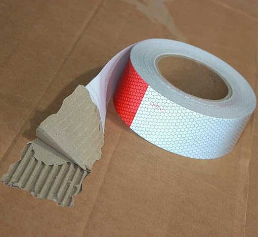 Reflective Tape Red White 2 Inch x 68 Feet, Outdoor Waterproof Warning Reflector, Night Safety Stickers for Car Bicycles