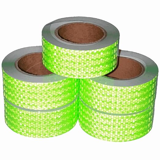 Green Reflective Tape Outdoor Waterproof 2 inch Wide for Cars, High Visibility Safety Warning Adhesive Strips (66 feet, 5 Rolls)