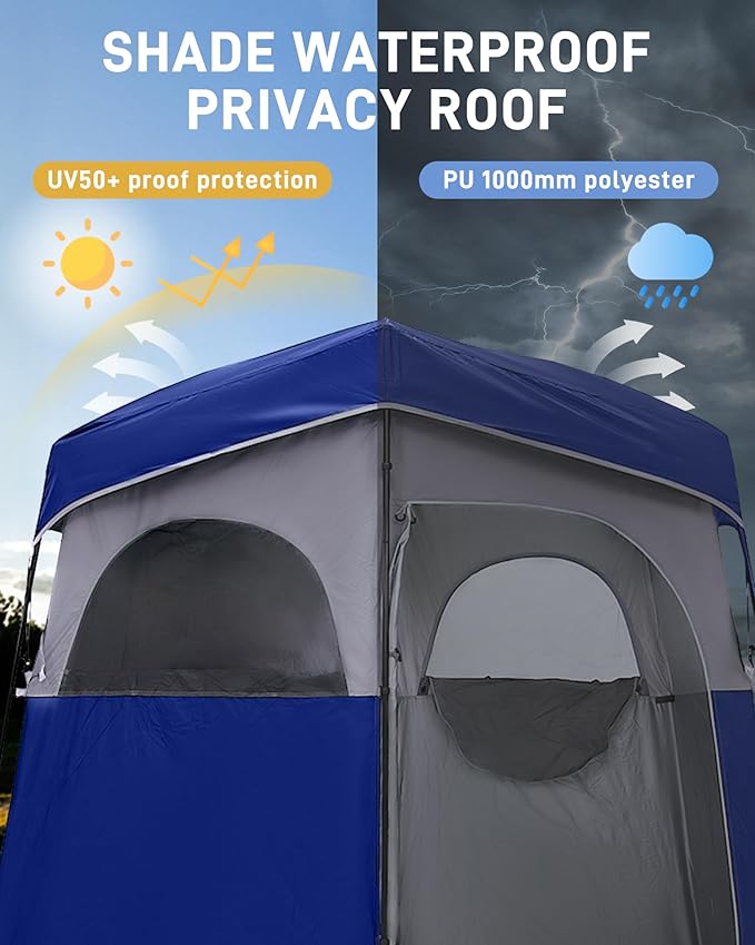 KingCamp Shower Tent, Portable Privacy Tent Outdoor Camping 1/2 Room Toilet Tents with Shower Bag & Dressing Room for Beach, Camping & Hiking