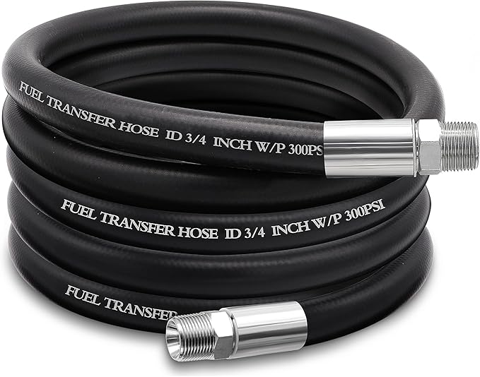 3/4" Fuel Transfer Hose 10FT,Farm Pump Hose with Male NPT Fittings for Gasoline,Diesel,Biodiesel