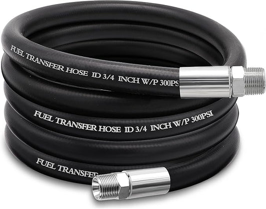 3/4" Fuel Transfer Hose 10FT,Farm Pump Hose with Male NPT Fittings for Gasoline,Diesel,Biodiesel