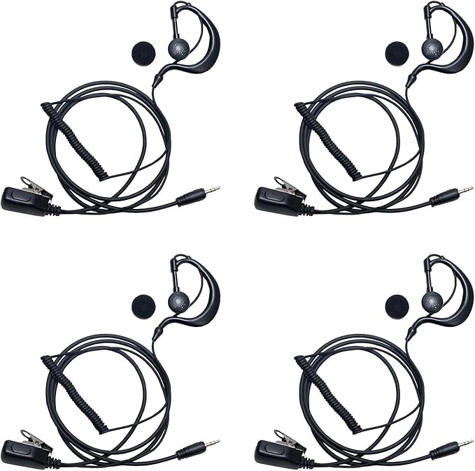 Earpiece Headset with MIC PTT for Cobra Microtalk CXT195 CX112 ACXT1035r ACXT145 ACXT545 PX650 PX655 RX385 RX685 Walkie Talkie Two Way Radio G Shape,4 Pack