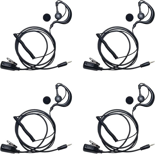 Earpiece Headset with MIC PTT for Cobra Microtalk CXT195 CX112 ACXT1035r ACXT145 ACXT545 PX650 PX655 RX385 RX685 Walkie Talkie Two Way Radio G Shape,4 Pack