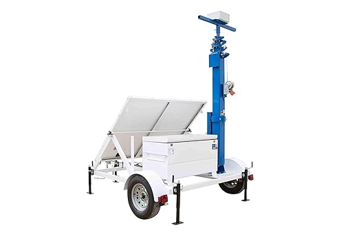 45' Portable Solar Light Tower - 7.5' Trailer - 12V 200aH Battery Bank - (1) Junction Box