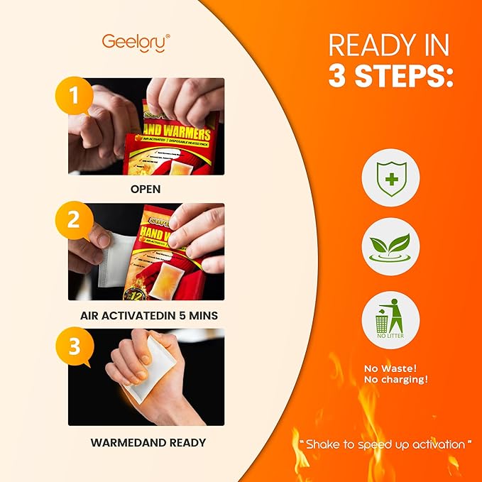 Hand Warmers Disposable 10/30/55/90/175/125/240/375/500/700Pcs, Long-Lasting Up to 12 Hours for Warm Body, Safe Portable Hand Warmers for Hand & Foot, Heater for Camping, Fishing, Winter