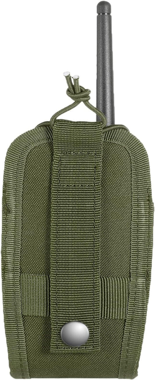 Tactical Radio Holder Radio Holster Molle Radio Pouch Universal Radio Case Military Heavy Duty Radio Bag for Police Firefighter Two Ways Walkie Talkies Vest (Army green-small)