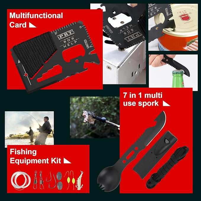 Gifts for Men, Women, Dad Christmas PIXATO Survival Kits, Survival Gear and Equipment 116-in-1, Emergency Kit with First Aid Kit, Tactical Pen, Fishing Kit, Headlamp for Camping, Hiking, Hunting