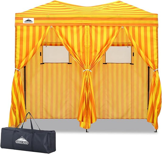 EAGLE PEAK Outdoor Changing Room 8x4, 2 Room Pop Up Portable Changing Room, Sun Shelter, Pop Up Changing Tent for Beach or Pool,Portable Dressing Room for Photoshoots (Yellow/Orange)