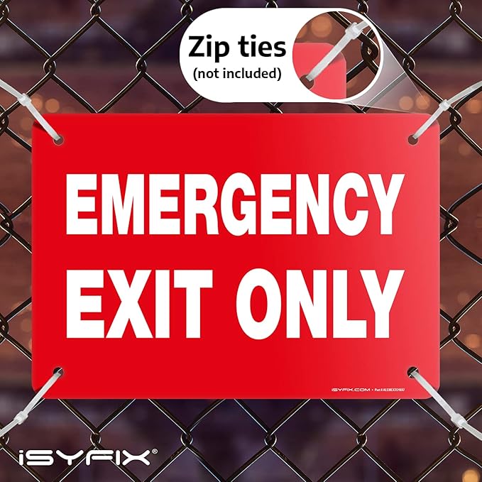 Emergency Exit Only Signs – 1 Pack 10x7 Inch – 100% Rust Free .040 Aluminum Signs, Laminated for Ultimate UV, Weather, Scratch, Water and Fade Resistance, Indoor and Outdoor