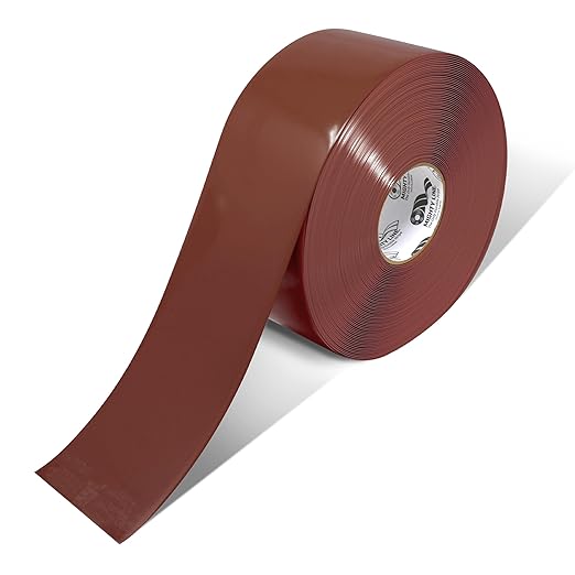 Mighty Line Solid Floor Marking Tape for Safety, Caution, Warning, Heavy-Duty, Peel and Stick Adhesive, Beveled Edge Design, Industrial Quality, 4 inch, 100' Roll, Brown