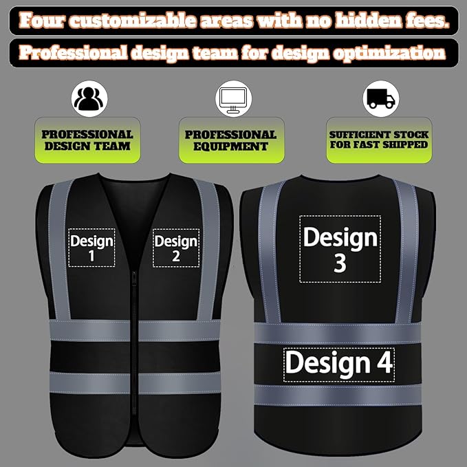 BeautyWill Custom Logo Safety Vest S,M,L,XL,2XL,3XL,4XL Personalized Safety Vest High Visibility Apparel