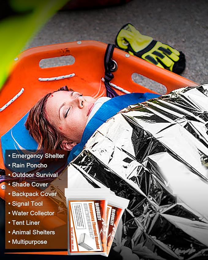 Emergency Thermal Blanket 5-Pack – Reusable Mylar Space Blanket for Camping, Car Survival Kit, Waterproof Outdoor Gear, Heavy-Duty Emergency Heat Retention
