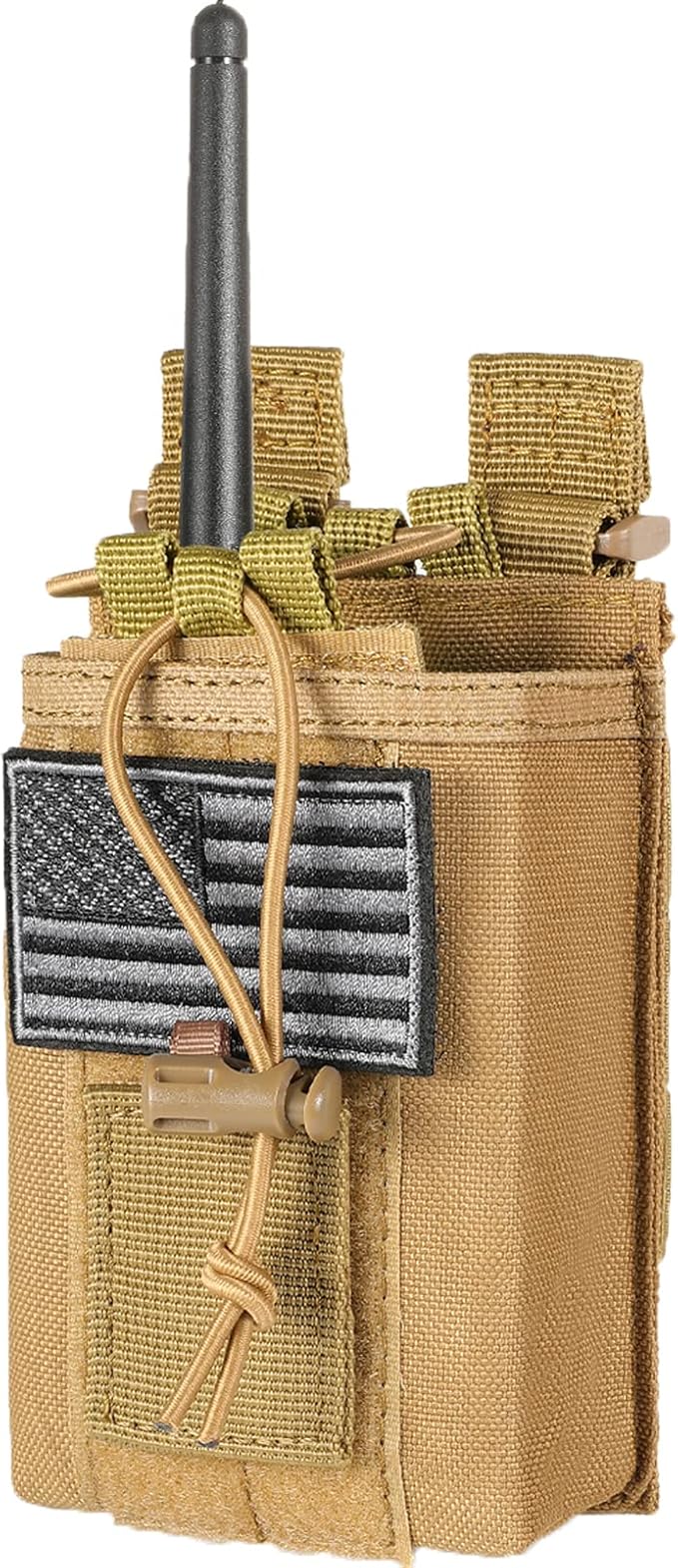 Tactical Radio Holder Radio Holster Molle Radio Pouch Universal Radio Case Military Heavy Duty Radio Bag for Police Firefighter Two Ways Walkie Talkies Vest (Tan)