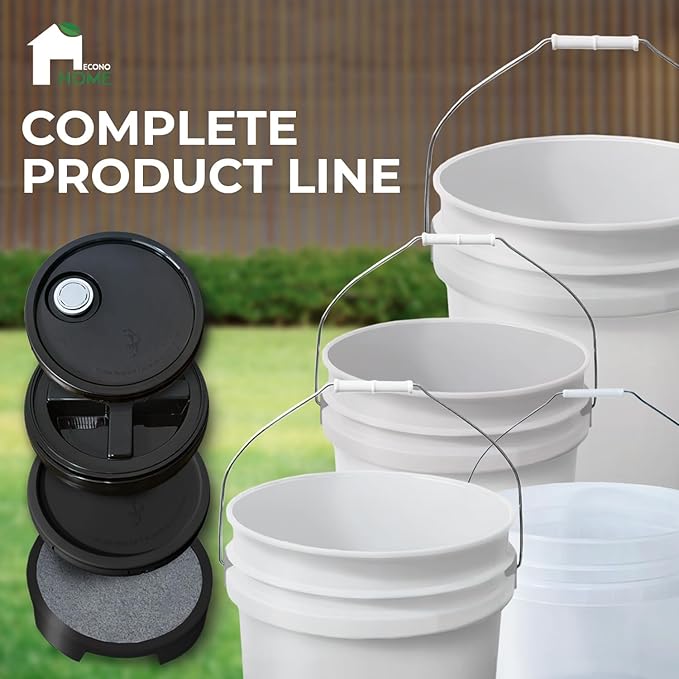 6.5-Gallon White Bucket Pail Container with Lid | Food Grade | Heavy-Duty 90MIL Extra Durable | Metal Handles with Plastic Grip for Easy Carrying | Multi-Use | Easy Stack and Store | BPA Free - 1 Pack