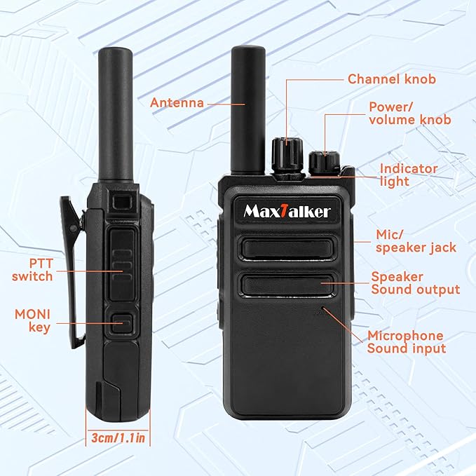 MT-5X Walkie Talkies Long Range for Adults, 2 Way Radio with Conduit Earpiece, Radios Walkie Talkies with Rechargeable Type-C Charging Battery, Two Way Radio for Family, Camping, School（6 Pack）