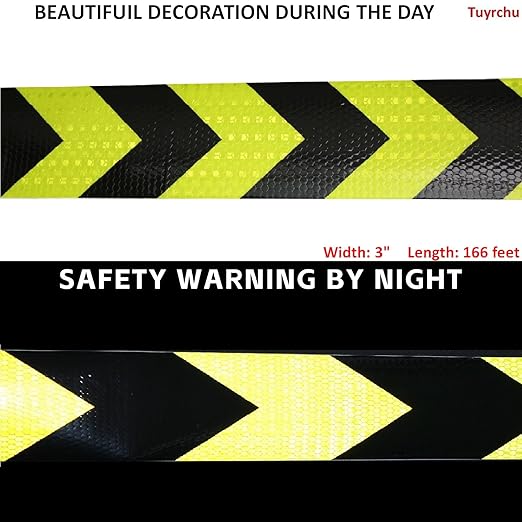 Industrial Reflective Tape 3 inch Wide for Automobile, Outdoor Waterproof High Visibility Safety Warning Adhesive Strips (166 feet)