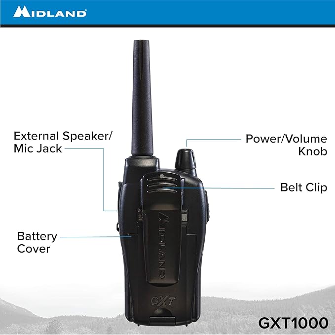 Midland GXT1000VP4 50 Channel GMRS Two-Way Radio - Up to 36 Mile Range Walkie Talkie - Black/Silver (Pack of 8)